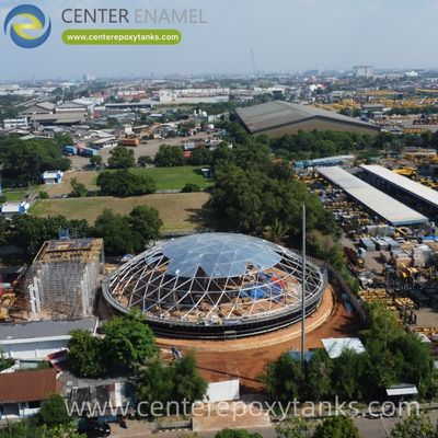 Aluminium Geodesische Koepel voor Slibvergistingstank: Een corrosiebestendige afdekking die helpt de tanktemperatuur te handhaven en warmteverlies voorkomt