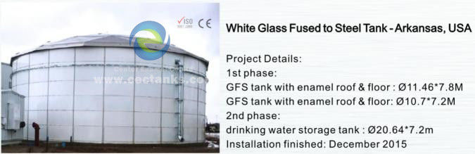 Glas gesmolten staal gespannen wateropslagtanks Vloeistofopslagoplossingen voor 600 K gallons 0